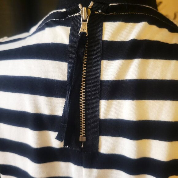 LOFT Sleeveless Black & White Striped Top - Nautical Back Zipper - Size S - Picture 5 of 8